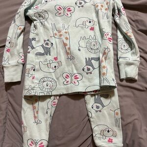 Kids Animal Print Pajamas - Green and Pink